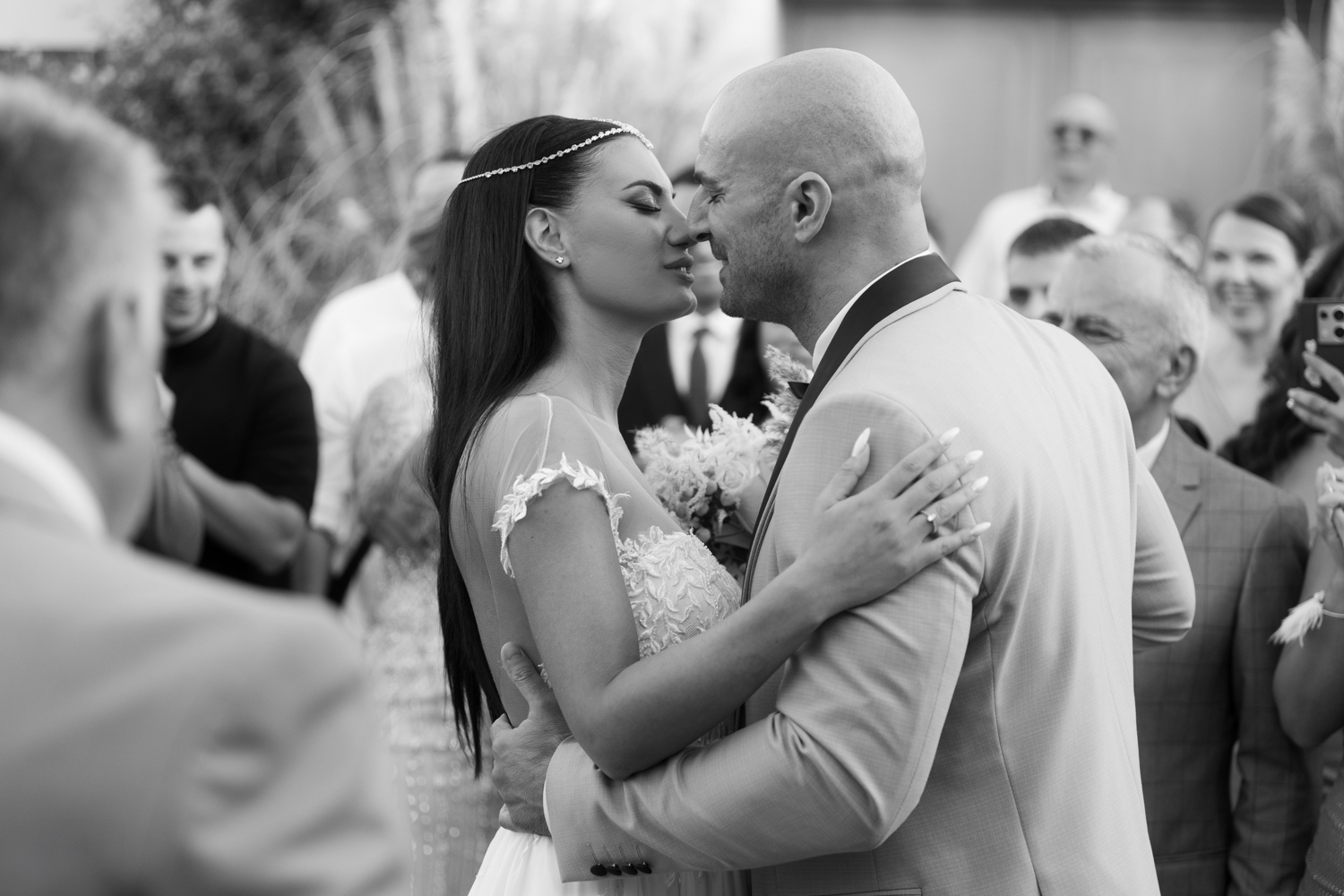 First kiss in olive grove